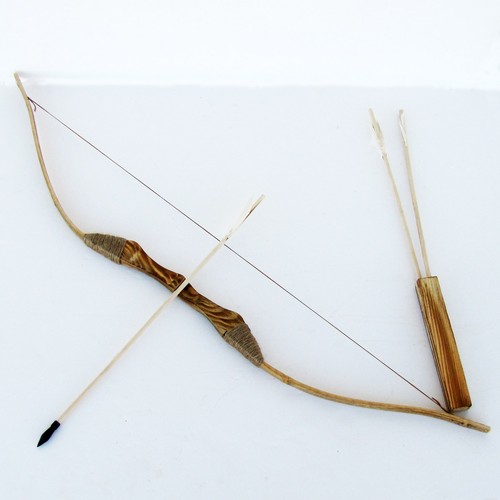 Wooden bow and arrow quiver - wooden,